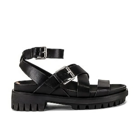 NEW Sam Edelman Eleanora Ankle Strap Gladiator Lug Sole Black Sandal Siz… - Picture 4 of 16